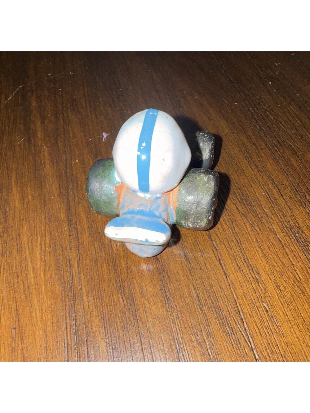 Vintage Toy Race Car Vehicle with Driver Figure - Blue White Green 1976